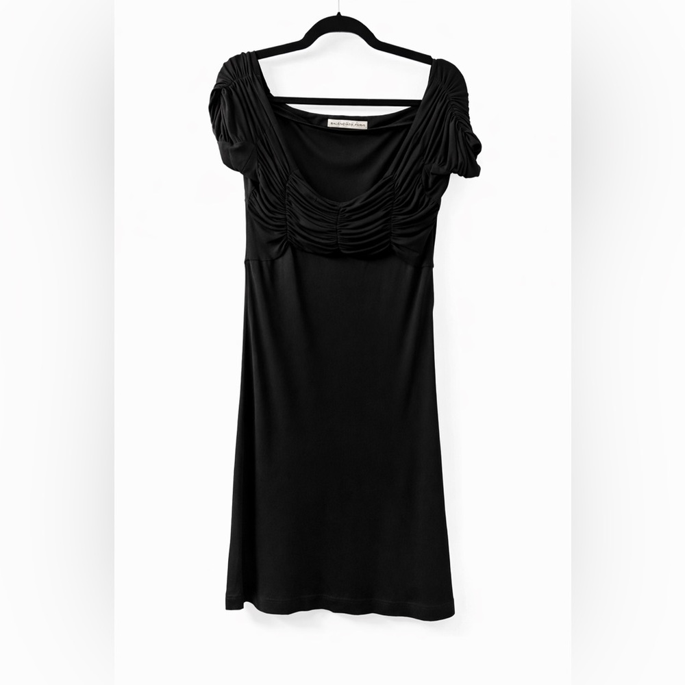 Balenciaga LBD Vintage Draped Ruched Dress | Black Mini | Size 40 - Picture 3 of 14